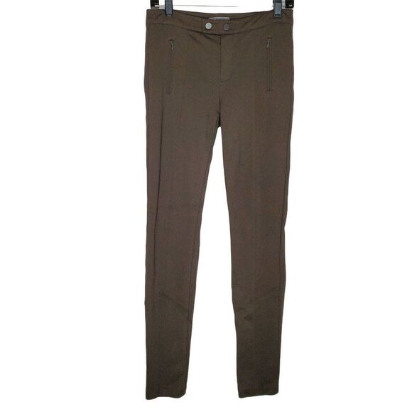 Vince Pants Brown Knit Stretch Tapered Leg Zipper Pockets - Picture 1 of 6